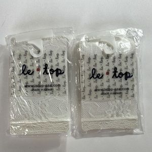 Le Top White Lace Footless Tights Lot of 2 Pair Toddler Size 2T-4T New With Tags